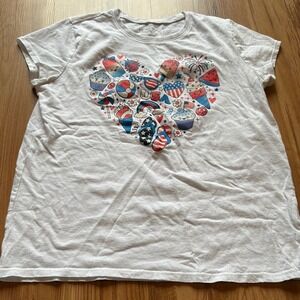 The Children's Place Girls White Heart Graphic Tee Youth XL 14